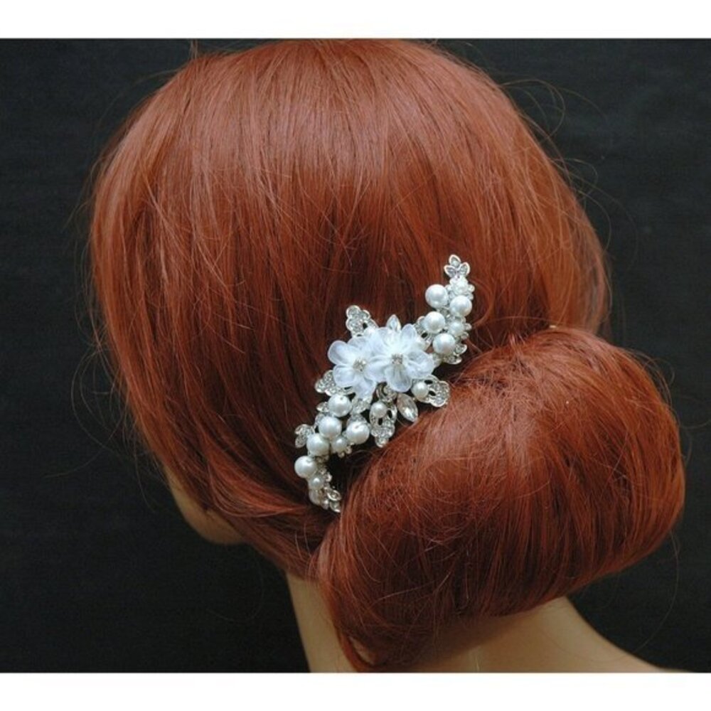 Bridal Hair Comb Pearl Wedding Comb Flower
